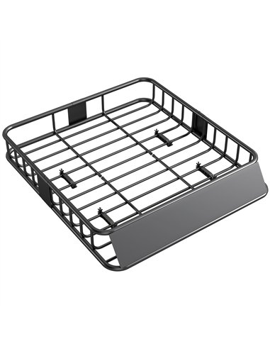 HOMCOM Universal Roof Rack Basket Tray, 90.7 kg Steel Car Rooftop Luggage Cargo Carrier Holder with Wind Fairing, Side Rails for