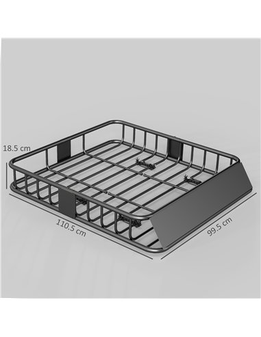 HOMCOM Universal Roof Rack Basket Tray, 90.7 kg Steel Car Rooftop Luggage Cargo Carrier Holder with Wind Fairing, Side Rails for