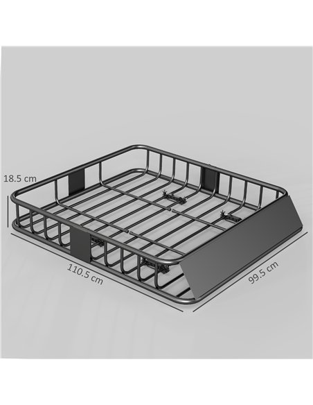 HOMCOM Universal Roof Rack Basket Tray, 90.7 kg Steel Car Rooftop Luggage Cargo Carrier Holder with Wind Fairing, Side Rails for