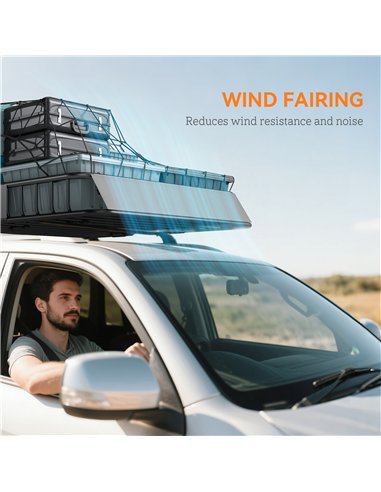 HOMCOM Universal Roof Rack Basket Tray, 90.7 kg Steel Car Rooftop Luggage Cargo Carrier Holder with Wind Fairing, Side Rails for