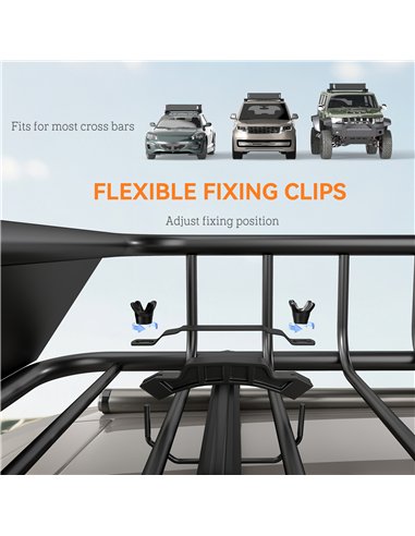 HOMCOM Universal Roof Rack Basket Tray, 90.7 kg Steel Car Rooftop Luggage Cargo Carrier Holder with Wind Fairing, Side Rails for