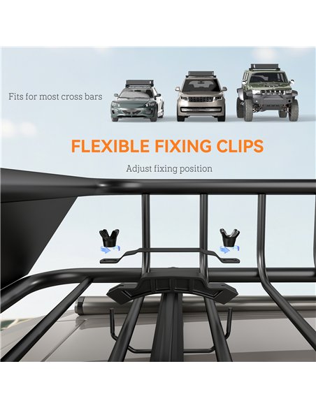 HOMCOM Universal Roof Rack Basket Tray, 90.7 kg Steel Car Rooftop Luggage Cargo Carrier Holder with Wind Fairing, Side Rails for