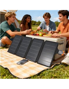 HOMCOM 36W Foldable Solar Panel, Portable Solar Charger Type-C to USB-A Charging Port, Power Supply for Outdoor 2