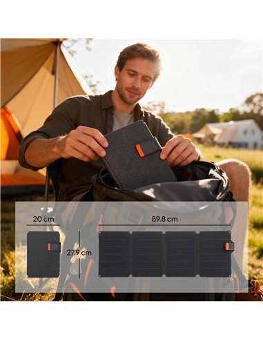 HOMCOM 36W Foldable Solar Panel, Portable Solar Charger Type-C to USB-A Charging Port, Power Supply for Outdoor