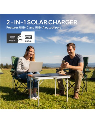 HOMCOM 100W Portable Solar Panel, Foldable Solar Charger with USB-A & USB-C Fast Charging Output, IP67 Waterproof for Mobile Pho