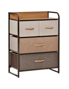 HOMCOM 4-Drawer Dresser, 3-Tier Storage Organizer, Tower Unit for Bedroom Hallway Closets with Steel Frame Wooden Top