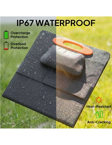 HOMCOM 100W Portable Solar Panel, Foldable Solar Charger with USB-A & USB-C Fast Charging Output, IP67 Waterproof for Mobile Pho