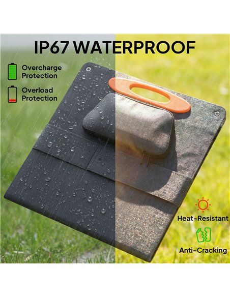 HOMCOM 100W Portable Solar Panel, Foldable Solar Charger with USB-A & USB-C Fast Charging Output, IP67 Waterproof for Mobile Pho