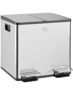 HOMCOM 30L Dual Compartment Stainless Steel Bin, with Deodoriser Holders - Silver Tone