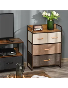 HOMCOM 4-Drawer Dresser, 3-Tier Storage Organizer, Tower Unit for Bedroom Hallway Closets with Steel Frame Wooden Top 2