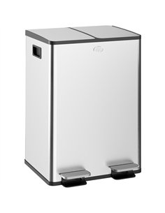 HOMCOM 56L Dual Compartment Stainless Steel Bin, with Deodoriser Holders - Silver Tone