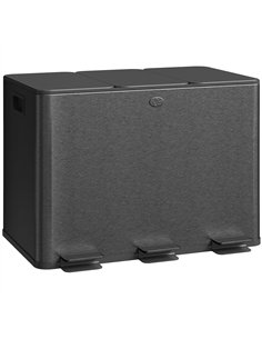 HOMCOM 3 x 20L Pedal Bin, Steel Triple Kitchen Bin with Soft Close Lid, Removable Inner Buckets, Fingerprint-Proof, Black