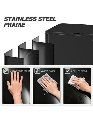 HOMCOM 3 x 20L Pedal Bin, Steel Triple Kitchen Bin with Soft Close Lid, Removable Inner Buckets, Fingerprint-Proof, Black