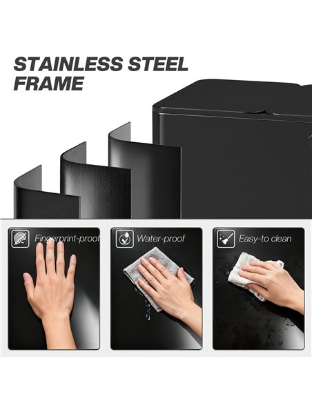 HOMCOM 3 x 20L Pedal Bin, Steel Triple Kitchen Bin with Soft Close Lid, Removable Inner Buckets, Fingerprint-Proof, Black