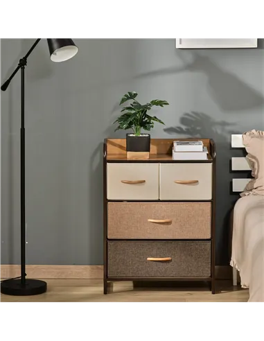 HOMCOM 4-Drawer Dresser, 3-Tier Storage Organizer, Tower Unit for Bedroom Hallway Closets with Steel Frame Wooden Top