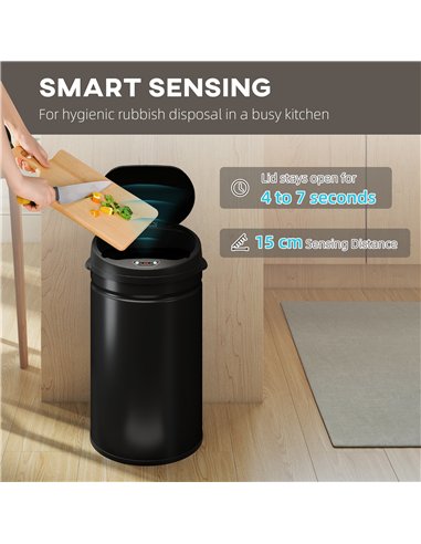 HOMCOM 30L Stainless Steel Sensor Bin - Black