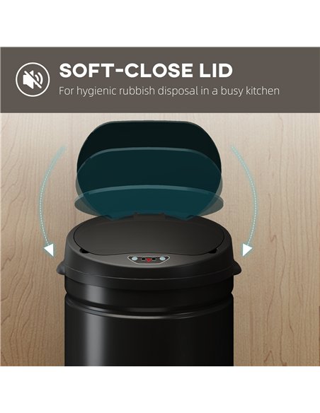 HOMCOM 30L Stainless Steel Sensor Bin - Black