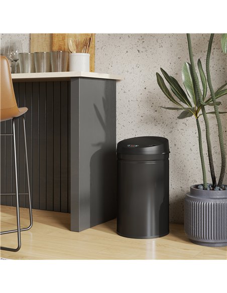 HOMCOM 30L Stainless Steel Sensor Bin - Black