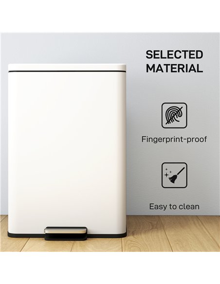 HOMCOM 20L Kitchen Bin with Soft-Close Lid and Stay-Open Function, Pedal Bin with Removable Inner Bucket for Kitchen, Office, Ho