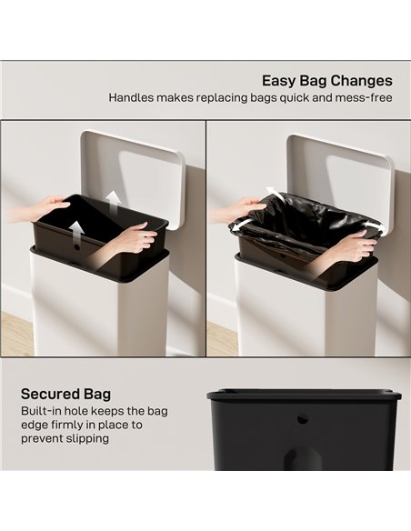 HOMCOM 20L Kitchen Bin with Soft-Close Lid and Stay-Open Function, Pedal Bin with Removable Inner Bucket for Kitchen, Office, Ho