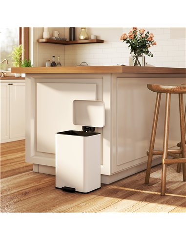 HOMCOM 20L Kitchen Bin with Soft-Close Lid and Stay-Open Function, Pedal Bin with Removable Inner Bucket for Kitchen, Office, Ho