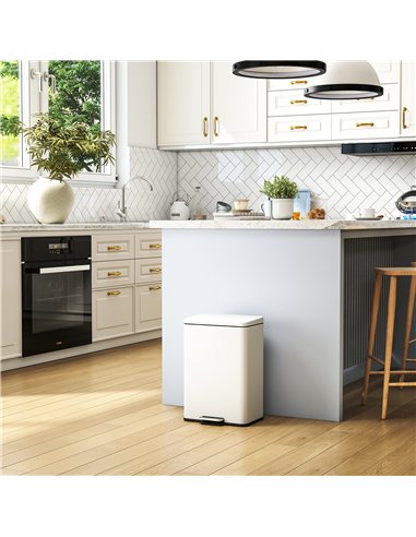 HOMCOM 20L Kitchen Bin with Soft-Close Lid and Stay-Open Function, Pedal Bin with Removable Inner Bucket for Kitchen, Office, Ho