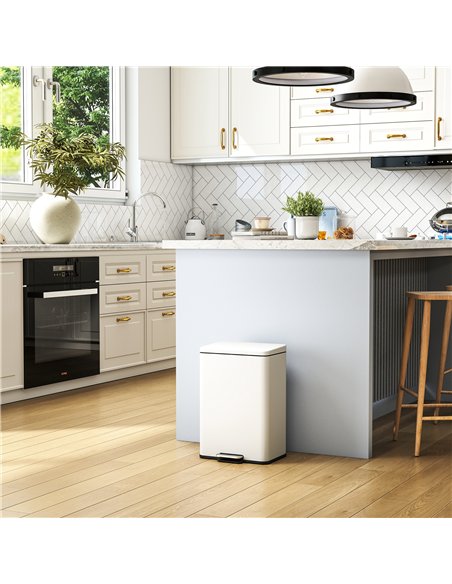 HOMCOM 20L Kitchen Bin with Soft-Close Lid and Stay-Open Function, Pedal Bin with Removable Inner Bucket for Kitchen, Office, Ho