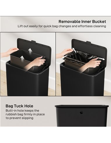 HOMCOM 8L Hanging Kitchen Bin, Rubbish bin with Lid and Removable Inner Bucket for Kitchen Cabinet Door, Under Sink, Office