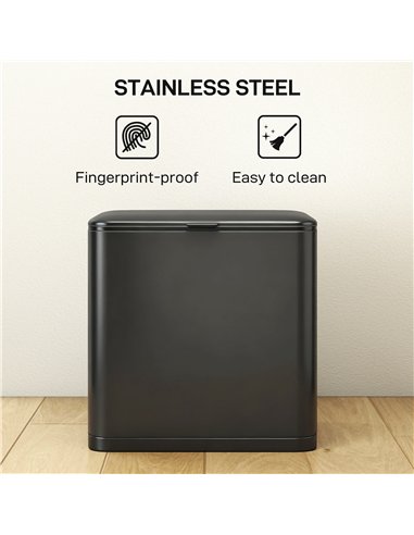 HOMCOM 8L Hanging Kitchen Bin, Rubbish bin with Lid and Removable Inner Bucket for Kitchen Cabinet Door, Under Sink, Office