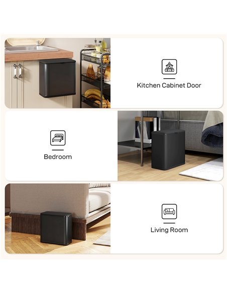 HOMCOM 8L Hanging Kitchen Bin, Rubbish bin with Lid and Removable Inner Bucket for Kitchen Cabinet Door, Under Sink, Office