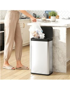 HOMCOM 45L Stainless Steel Sensor Bin - Silver Tone 2
