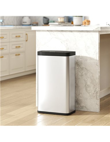 HOMCOM 45L Stainless Steel Sensor Bin - Silver Tone