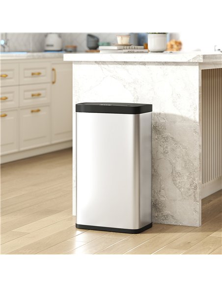 HOMCOM 45L Stainless Steel Sensor Bin - Silver Tone