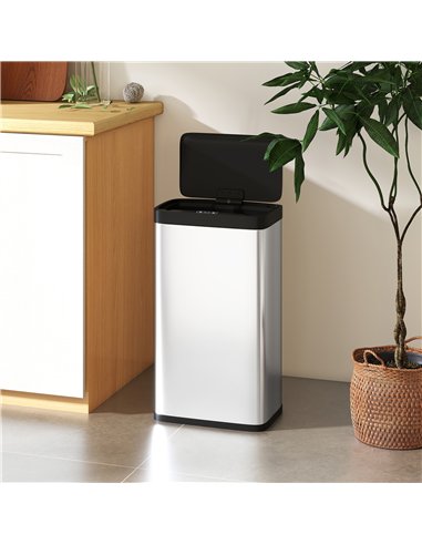 HOMCOM 45L Stainless Steel Sensor Bin - Silver Tone