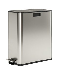 HOMCOM Dual Kitchen Bin with Soft-Close Butterfly Lid, 2 x 28L Stainless Steel Pedal Bin with Removable Inner Buckets, Fingerpri