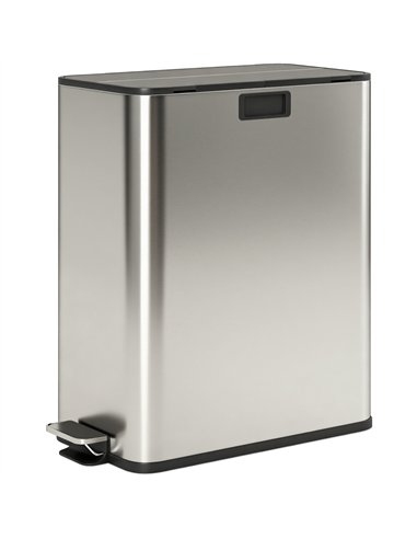 HOMCOM Dual Kitchen Bin with Soft-Close Butterfly Lid, 2 x 28L Stainless Steel Pedal Bin with Removable Inner Buckets, Fingerpri