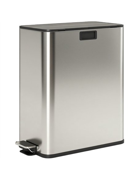 HOMCOM Dual Kitchen Bin with Soft-Close Butterfly Lid, 2 x 28L Stainless Steel Pedal Bin with Removable Inner Buckets, Fingerpri