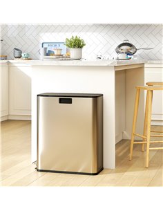 HOMCOM Dual Kitchen Bin with Soft-Close Butterfly Lid, 2 x 28L Stainless Steel Pedal Bin with Removable Inner Buckets, Fingerpri 2