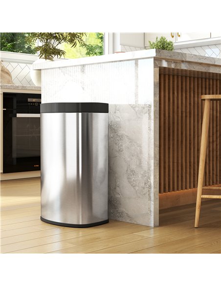 HOMCOM 55L Sensor Bin with Soft-Close Lid, Automatic Touchless Motion Sensor Kitchen Bin with Fingerprint Resistant Stainless St