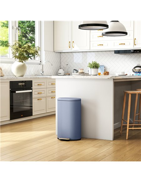HOMCOM 30 L Modern Curved Kitchen Bin - Grey