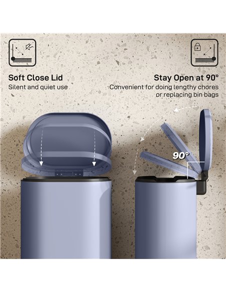 HOMCOM 30 L Modern Curved Kitchen Bin - Grey