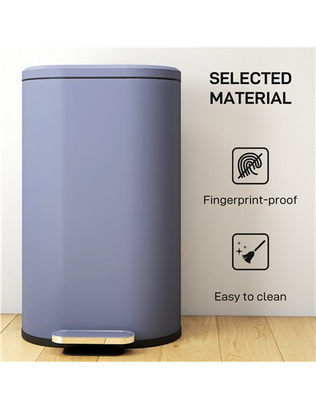 HOMCOM 30 L Modern Curved Kitchen Bin - Grey