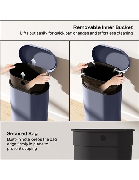 HOMCOM 30 L Modern Curved Kitchen Bin - Grey