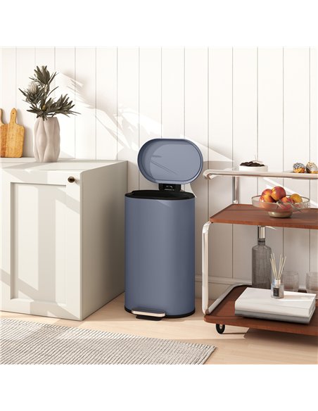 HOMCOM 30 L Modern Curved Kitchen Bin - Grey