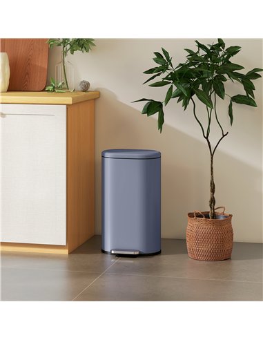 HOMCOM 30 L Modern Curved Kitchen Bin - Grey