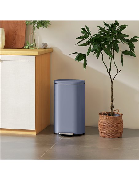 HOMCOM 30 L Modern Curved Kitchen Bin - Grey