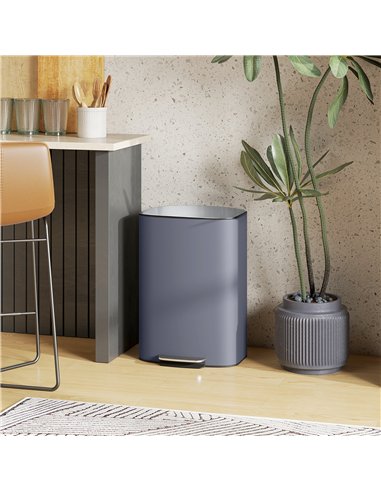 HOMCOM 50L Kitchen Bin with Soft-Close Lid and Stay-Open Function, Stainless Steel Pedal Bin with Removable Inner Bucket, Carry 