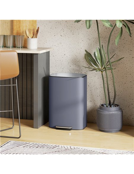 HOMCOM 50L Kitchen Bin with Soft-Close Lid and Stay-Open Function, Stainless Steel Pedal Bin with Removable Inner Bucket, Carry 