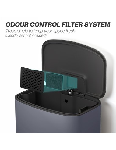 HOMCOM 50L Kitchen Bin with Soft-Close Lid and Stay-Open Function, Stainless Steel Pedal Bin with Removable Inner Bucket, Carry 