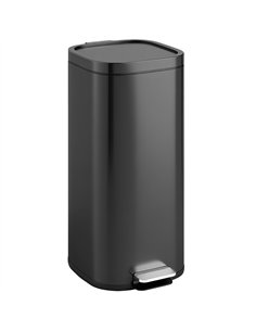 HOMCOM 30L Kitchen Bin, Compact Pedal Bin with Soft-Close and Stay-Open Lid, Removable Bucket for Kitchen, Home, Office, Black